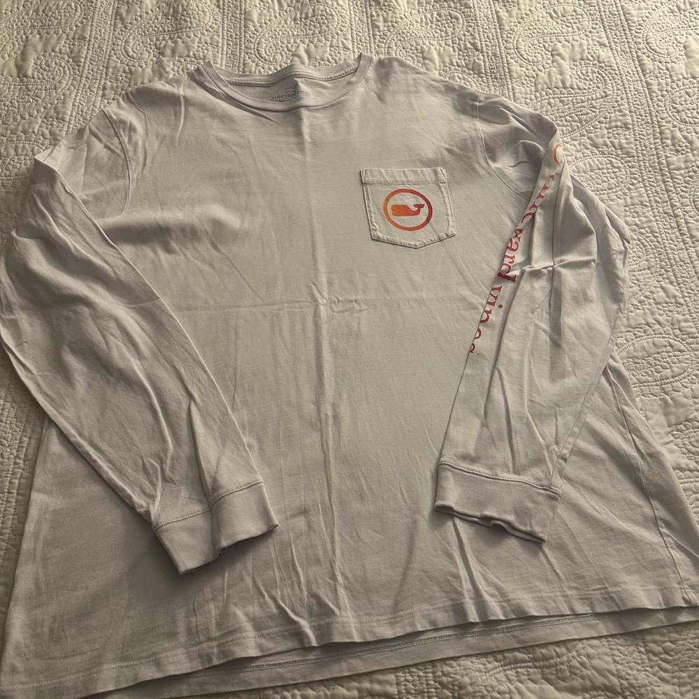 Vineyard Vines White Long Sleeve Tee Classic Cotton